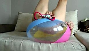 Petite Sophie playing on webcam with dildo and ball toys solo