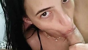 A messy POV blowjob by amateur blondo