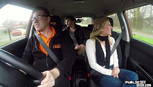 American babe rides brit cock in car 😏