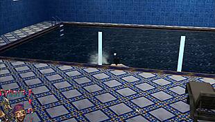 Transsexual Brunette And Blonde Engage In Hardcore Pool Sex With Redhead