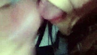 my fat mature lady is givin me a slopy blowjob from my pov, suckin it deep n hard with her wet mouth