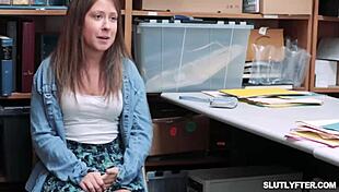 Security Officer Mike Strips And Fingers Shoplifter Kay Lovely At Work