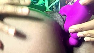 Petite ebony milf toys her wet pussy to orgasm