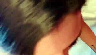 Brunette slut deepthroats cock and gets facial cumshot on her booty