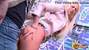 sexy blonde slut julie hunter gets pussy fucked hard in public