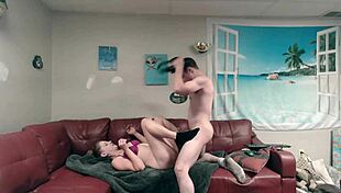 Calvin tells the armature, 'I'm fucking your tight ass and pussy with my cock for a creampie'