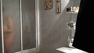 my wife bathing in the shower