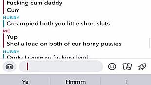 Sexting my old husband while cumming on daddy's cock in web chat.