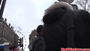 Hey, that dutch hooker rides hard in stockings and swallows cum