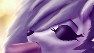 Loona Performs a Sensual Blowjob in Furry Cartoon Style