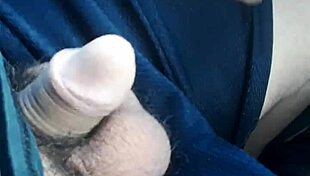 Amateur masturbates cock outdoors in public cumshot