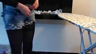 French Blonde Caliiie Masturbates and Cums Twice After Laundry