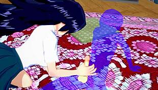 feeling intense pleasure as kayama nemuri gives handjob and blowjob in my hero academia hentai