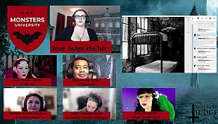 monsters university episode 1 with goth game master jane judge at desk