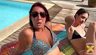 Vanessa coquine and candie tease with tits before outdoor threesome