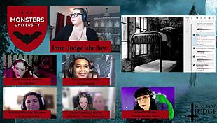 monsters university episode 1 with goth game master jane judge at desk