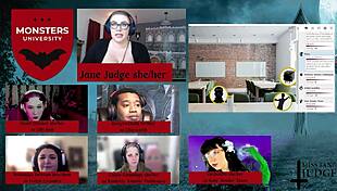 monsters university episode 1 with goth game master jane judge at desk