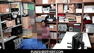 Emily caught sucking and fucking cock in garage shop punishment