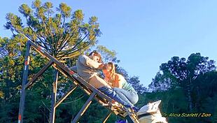 Blonde Pornstar Fucks Passionately On Motorcycle Track, Cumming Outdoors In Homemade Video