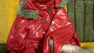 I cumshot on my sister-in-law's delicious nylon jacket