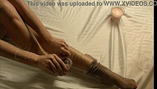 Classy wife shows erotic feet in stockings