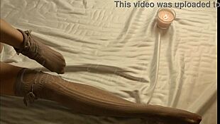 Classy wife shows erotic feet in stockings