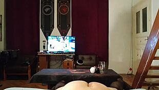 Fucking deep my gay slave's throat with throatpie and watching porn hd!