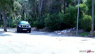 Spanish college girl chats about fucking and gets facial on way home