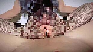 wearing fishnet tights for a footjob