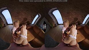 Check out these big bad blonde girls in dark room VR riding hard
