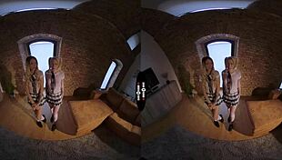 Check out these big bad blonde girls in dark room VR riding hard