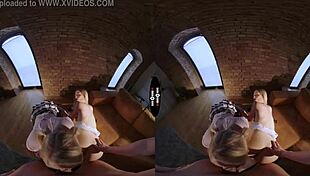 Check out these big bad blonde girls in dark room VR riding hard