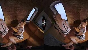 Check out these big bad blonde girls in dark room VR riding hard