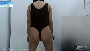 Fun Asian girl gets on a diet machine