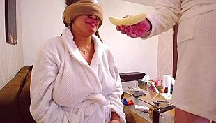 Amateur MILF with big natural brests wants a handjob, but get a blowjob instead