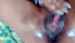 Ebony beauty intensely fingers tight black pussy and ass.