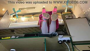 sexy virgin spreads legs serving customers outdoors