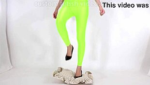 beautiful legged woman stepping on cushion with high heels