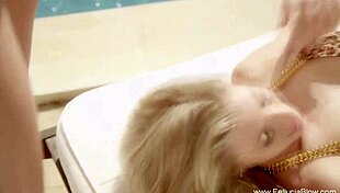 Milf's Suggestive Blowjob and Handjob Session in Bed