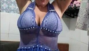 feeling the rhythm while stroking to big tits milf