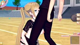 Blonde Big Tits Gal Jk Eleanor Gets Standing Blowjob In 3d Cg Hentai Anime
