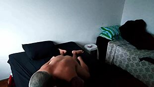I caught my cousin in bed and sucked his big cock