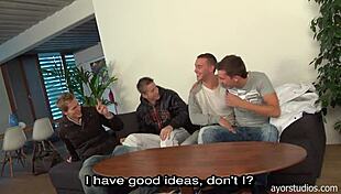 Four Horny College Boys Stroke And Suck Each Other's Cocks