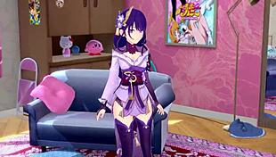 raiden shogun mei banging hard in the room, genshin impact style!