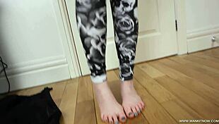 Cute Redhead Teases with Sexy Feet. Watch Her Make You Wank Hard!