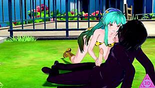 Lum's Big Tits Drive Him Horny In Urusei Yatsura Hentai.