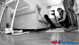 Inked british broad fucks nerd in heels for industry spot