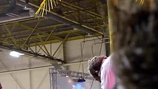 Erotic stripper dances nude outdoors, giving handjob and blowjob after ripping clothes.