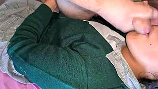 Latina schoolgirl gives blowjob and swallows cum before class