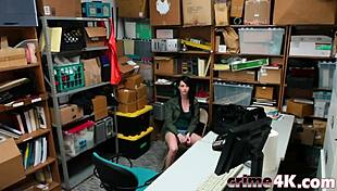 Petite amateur babe at the office getting tits sucked and doggystyled by burglar